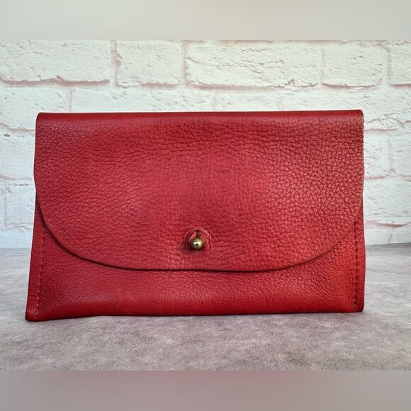RARE Libby Lane Red Pebbled Leather Envelope Small Pouch Clutch Bag - Picture 2 of 9